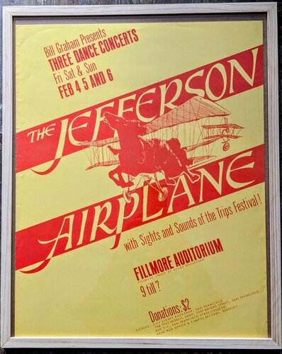 Jefferson Airplane presented by Bill Graham-Rare Original Vintage Lithographic poster, 1966 van Artist Unknown, Werk op papier te koop op Singulart