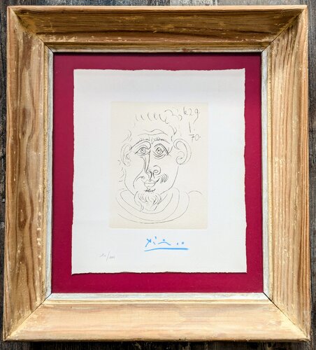 PICASSO Rare Hand-Signed Photolithograph after engraving-Portrait of a Man with goatee (Tete d'Homme au Bouc), 1970 (Baer 2024; Bloch 1962) by Pablo Picasso, Work on Paper for Sale on Singulart