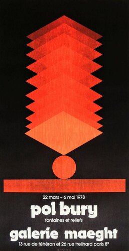 Abstraction - Original Lithograph / Vintage exhibition poster in lithograph, 1977 di Pol Bury, Opera su carta in vendita su Singulart