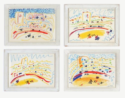 Corrida - 4  Color limited edition lithographic impressions, 1961 de Pablo Picasso, Obra en papel a la venta en Singulart