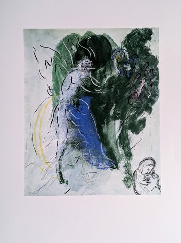 Jacob''s fight with the angel - Lithographic impression in colors, 1986 di Marc Chagall, Opera su carta in vendita su Singulart