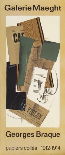 Large Lithographic Impression - Papiers Colles, 1963 par Georges Braque, Œuvre sur papier en vente sur Singulart