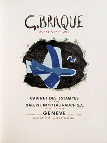Bird / Geneva exhibition- Color lithograph, 1959 par Georges Braque, Œuvre sur papier en vente sur Singulart