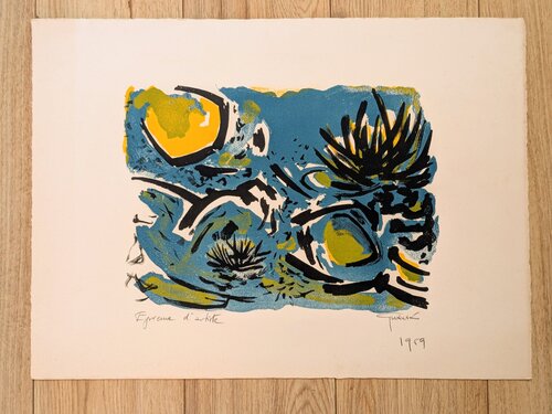 Antonio Guanse (1926–2008) - Water Lilies - Hand-Signed Lithograph in colors di Artist Unknown, Opera su carta in vendita su Singulart