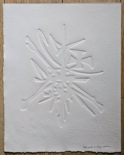 Abstraction V - Relief on paper / Gauffrage, 1980's by Georges Mathieu, Work on Paper for Sale on Singulart