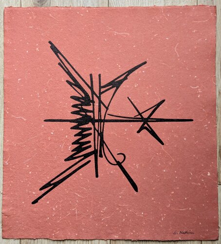 Hand-signed lithograph in color-Abstraction II, 1980's by Georges Mathieu, Work on Paper for Sale on Singulart