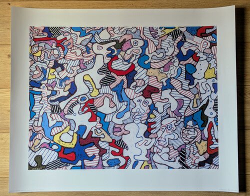 Family Life - Screen printing in colors, art impression on thick paper di Jean Dubuffet, Opera su carta in vendita su Singulart