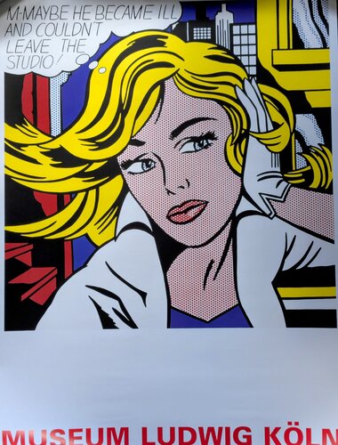 Pop Art Girl - Art impression in colors van Roy Lichtenstein, Werk op papier te koop op Singulart