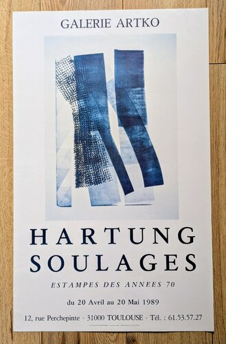 Pierre Soulages & Hans Hartung, Vintage Lithographic poster, 1988 von Pierre Soulages, Druck kaufen auf Singulart