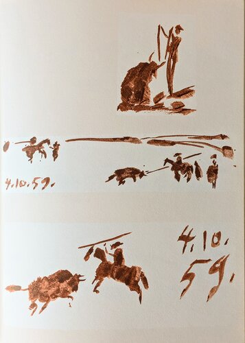 Picadors, Matadors and Bulls, Color Lithographic impression, 1961 by Pablo Picasso, Work on Paper for Sale on Singulart