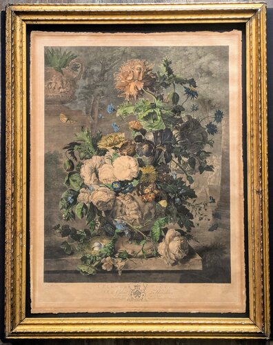 A Flower Piece - Rare Exquisite Watercolour and Mezzotint by Richard Earlom, 1778 - after Jan Van Huysum van Richard Earlom, Werk op papier te koop op Singulart