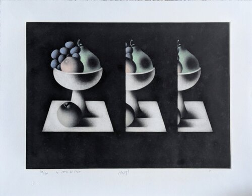 Le Temp qui Passe / Time that passes - Maniere Noire/Hand-Signed Mezzotint, 1990 by Mario Avati, 종이 for Sale on Singulart