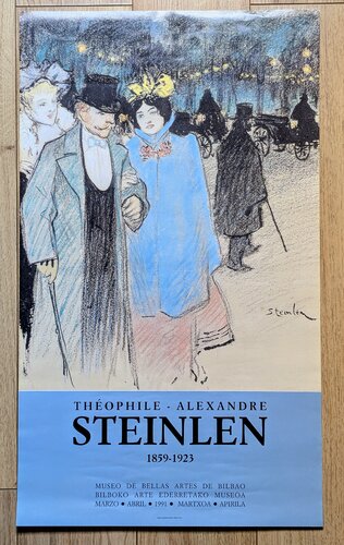 Street-scene - Steinlen at Bilbao Museum, Original vintage lithographic poster, 1991 van Théophile Alexandre Steinlen, Afdruk te koop op Singulart
