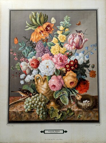 Still Life With Flowers and Bird - Original Lithograph in Colors, signed in the plate, 1943 di Joseph Nigg, Opera su carta in vendita su Singulart