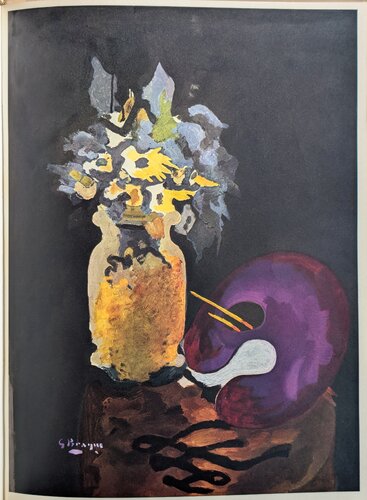 Original Lithograph in colors - Still life with artist palette, 1955 von Georges Braque, Werk auf Papier kaufen auf Singulart