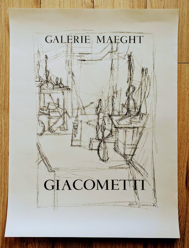 The Artist Workshop - Original Lithographic poster, 1951 van Alberto Giacometti, Werk op papier te koop op Singulart