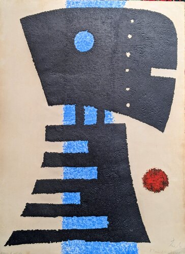 Abstraction - Relief color engraving and carborundum, artist proof by Berto Lardera - 1970's-80's by Berto Lardera, 종이 for Sale on Singulart