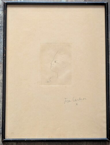 Portrait of Orpheus- Hand-Signed Rare Drypoint, 1940-50's van Jean Cocteau, Werk op papier te koop op Singulart