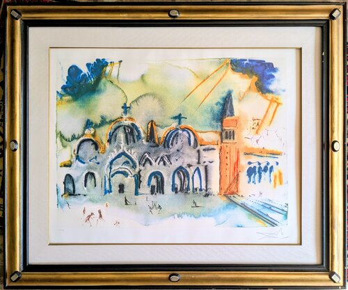 Piazza San Marco, Venezia - Original Hand-Signed Color Lithograph in Relief, 1974 by Salvador Dalí, Work on Paper for Sale on Singulart