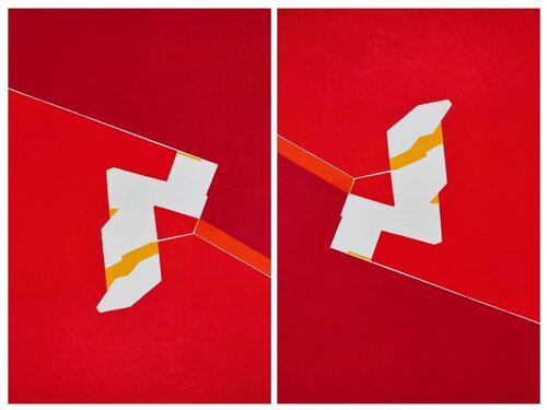 Abstractions in Red - Set of Two Lithographs in color, 1974 by Pablo Palazuelo, Work on Paper for Sale on Singulart
