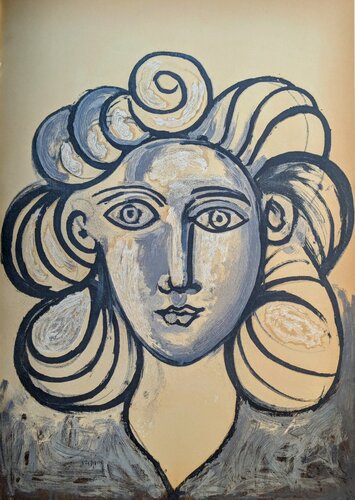Françoise Gilot Portrait-Limited edition Photolithograph in colors, 1954 van Pablo Picasso, Werk op papier te koop op Singulart