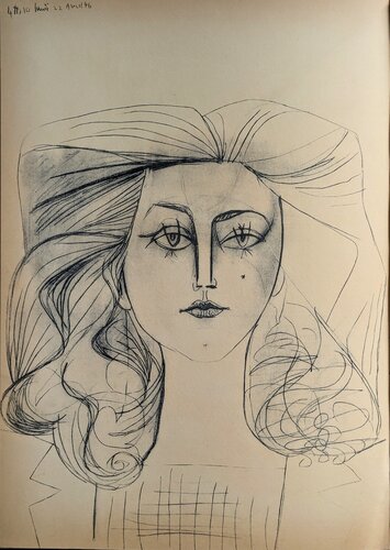 Françoise Gilot Portrait-Limited edition Photolithograph in colors, 1954 van Pablo Picasso, Werk op papier te koop op Singulart
