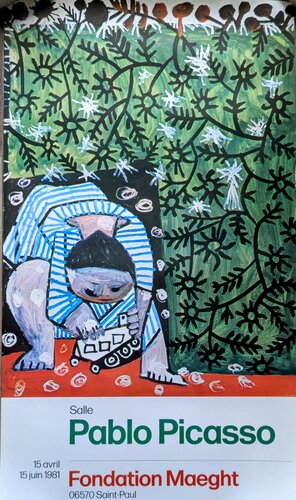 Child Playing in Camomiles - Original vintage poster in colors, 1981 von Pablo Picasso, Druck kaufen auf Singulart