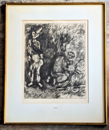 La mort et le boucheron/ Death and the woodcutter, 1952-Signed original engraving on vellum di Marc Chagall, Opera su carta in vendita su Singulart