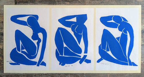 Blue Nudes -  Triptych,  Large Exquisite Signed Silk Screen on Arches paper by Henri Matisse, Work on Paper for Sale on Singulart