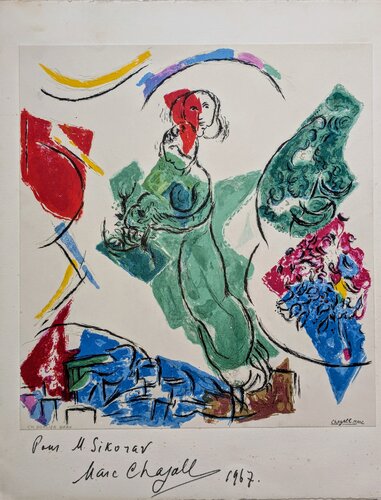 Woman in the wind, 1964 -  Hand-Signed color lithograph on light wove paper di Marc Chagall, Opera su carta in vendita su Singulart
