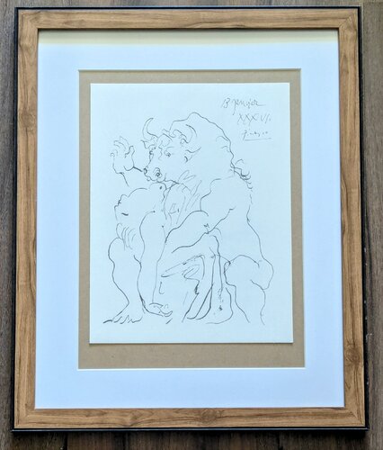 Woman and Bull - Serigraphy on paper, 1973 van Pablo Picasso, Afdruk te koop op Singulart