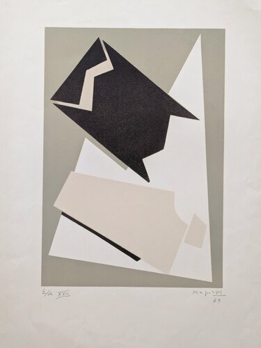 Abstract Composition - Hand-Signed Lithograph in colors, 1969 by Alberto Magnelli, Work on Paper for Sale on Singulart