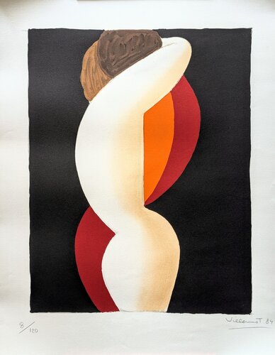 Couple Embracing, Rare Hand-Signed Lithograph in colors , 1984 van Bernard Villemot, Werk op papier te koop op Singulart