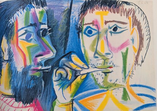 The Smokers - Color Art print, 1966 van Pablo Picasso, Afdruk te koop op Singulart