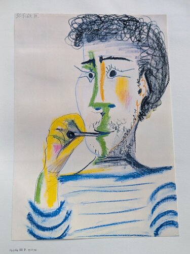 The Smoker - Color Art print, 1966 di Pablo Picasso, Stampa in vendita su Singulart