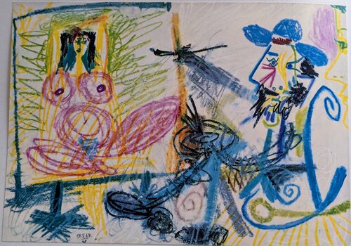 Nude in artist studio - Color Art print, 1966 von Pablo Picasso, Druck kaufen auf Singulart