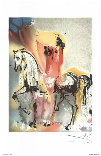 Dali's Horses-Chevaux de Dali, Signed Color Lithograph, 1983 par Salvador Dalí, Œuvre sur papier en vente sur Singulart