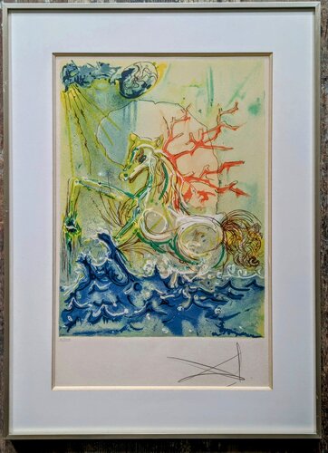 Hand-Signed Lithograph in colors with embossing, 1970-Neptune (from Les Chevaux Daliniens series) von Salvador Dalí, Werk auf Papier kaufen auf Singulart