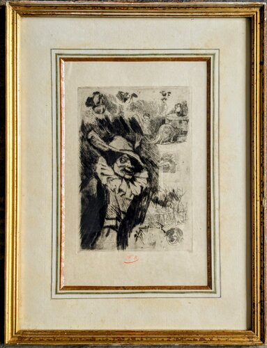 Fantoche, 1874 - Rare Hand-Signed Etching and Drypoint van Félicien Rops, Werk op papier te koop op Singulart