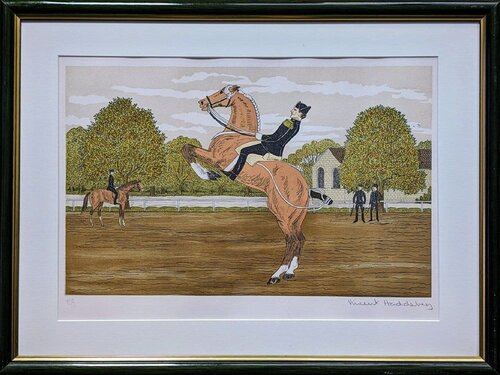 Equestrian scene -  Original Hand-signed lithograph in colors, artist proof, 1970-80s von Vincent Haddelsey, Werk auf Papier kaufen auf Singulart