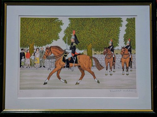 Parade -  Original Hand-signed lithograph in colors, artist proof, 1970-80s by Vincent Haddelsey, Work on Paper for Sale on Singulart