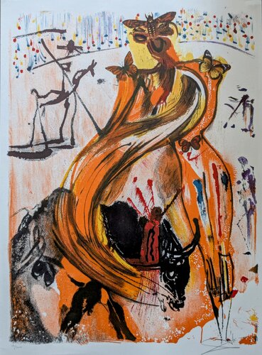 Original Hand Signed Lithograph in Colors, 1972 -  Bullfight and Butterflies, 1972 by Salvador Dalí, Work on Paper for Sale on Singulart