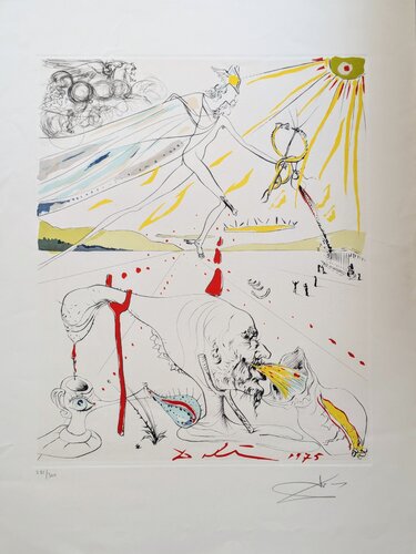 The Alchemist-Hand Signed Drypoint etching with stencil, 1975 by Salvador Dalí, Work on Paper for Sale on Singulart