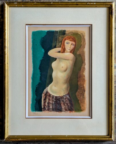 Rare Limited edition Color Lithograph - Redhead Girl, 1940-50s van Moïse Kisling, Werk op papier te koop op Singulart