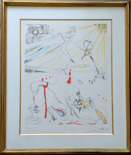 Hand Signed Drypoint Etching with stencil, 1975 - The Alchemist, 1975 par Salvador Dalí, Œuvre sur papier en vente sur Singulart
