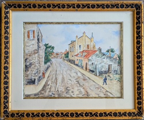 Gouache and Watercolour-Street scene in Montmartre, 1950s par Élisée Maclet, Œuvre sur papier en vente sur Singulart