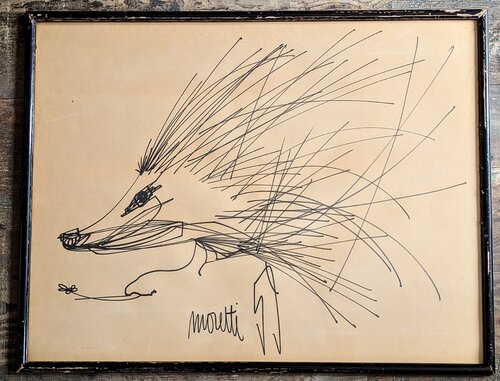 Hedgehog - Feltpen on paper, hand-signed and dated, Moretti 59 by Raymond Moretti, Drawing for Sale on Singulart