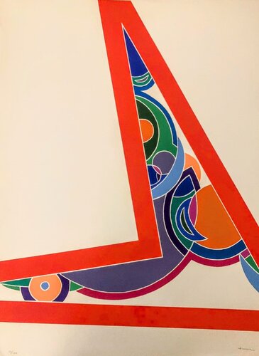 Hand-Signed Screenprint-Abstract Composition in Colors, 1975 di John Levee, Opera su carta in vendita su Singulart