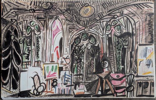 Double-Sided Photo-Engraving  in  Colors- The Artist Studio van Pablo Picasso, Afdruk te koop op Singulart