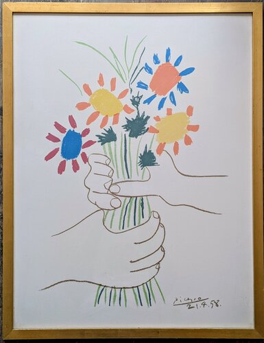 Signed Lithograph in colors - Bouquet of Peace, 1958 - Plate signed and dated color lithograph by Pablo Picasso, Work on Paper for Sale on Singulart